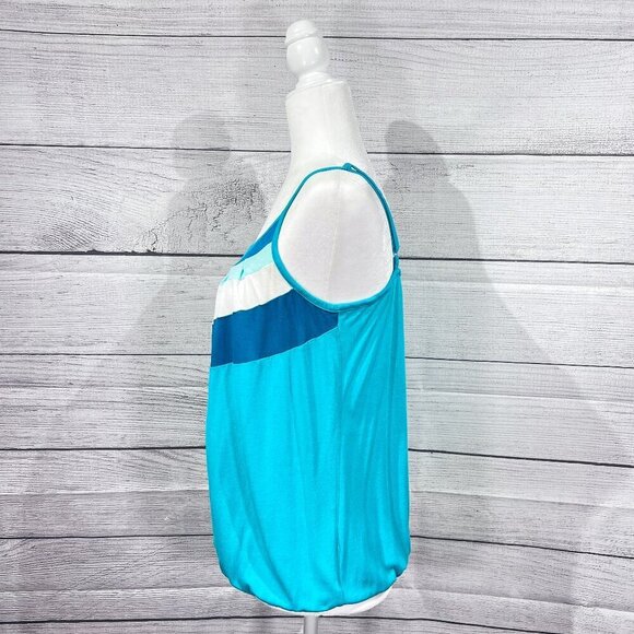 New York & Company Tank Top | Blue & White | Medium | Scoop Neck | Colorful - Picture 2 of 11